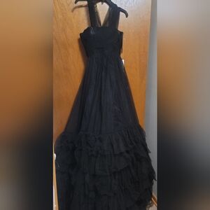Jovani Black  Off Shoulder Ruched Tulle Evening Dress Size 2